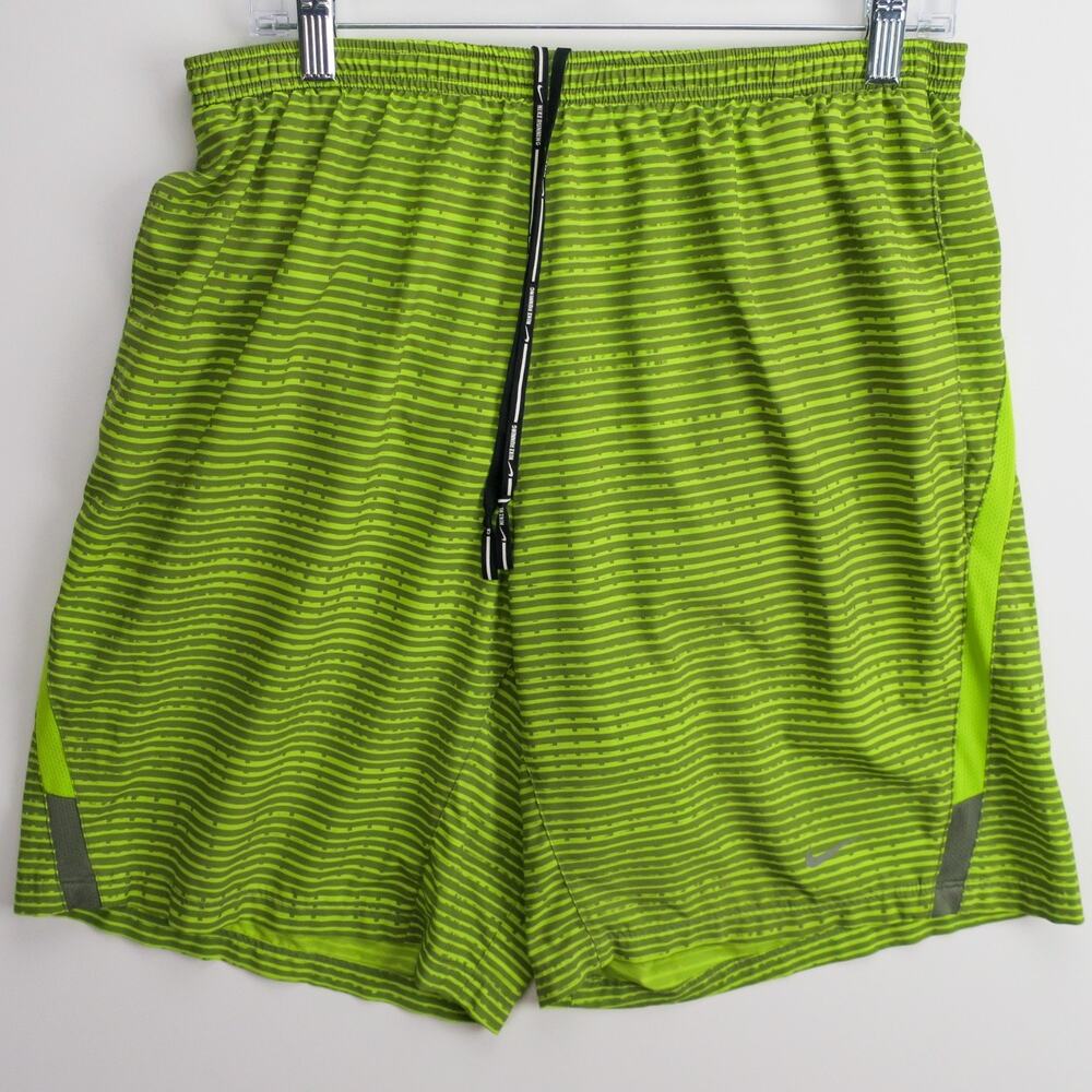 Nike Dri-FIT 2-in-1 Running Shorts Mens Large Volt Yellow Lined Training